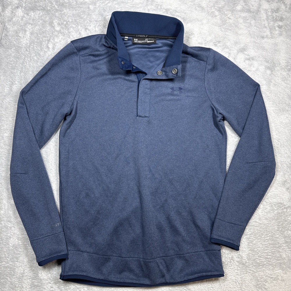 Under Armour Golf 1/4 Snap Pullover Men Small Blue ColdGear Activewear